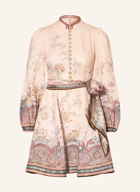 ZIMMERMANN Robe en lin ALCHEMY ROSÉ / MARRON FONCÉ / VERT
