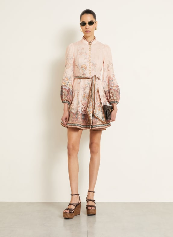 ZIMMERMANN Robe en lin ALCHEMY ROSÉ / MARRON FONCÉ / VERT