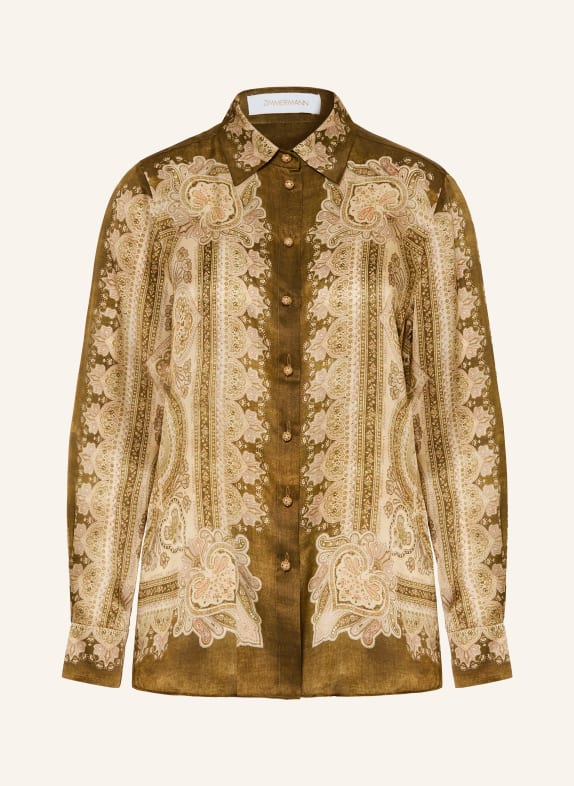 ZIMMERMANN Hemdbluse LUNA aus Seide OLIV / HELLBRAUN / HELLGRÜN