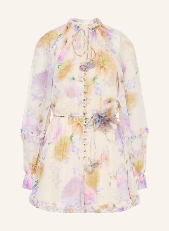 ZIMMERMANN Jumpsuit LUNA mit Rüschen HELLBRAUN / HELLLILA / GELB