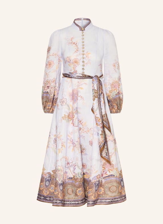 ZIMMERMANN Chemise en lin LUNA à manches 3/4 BLEU CLAIR / MARRON / LILAS CLAIR