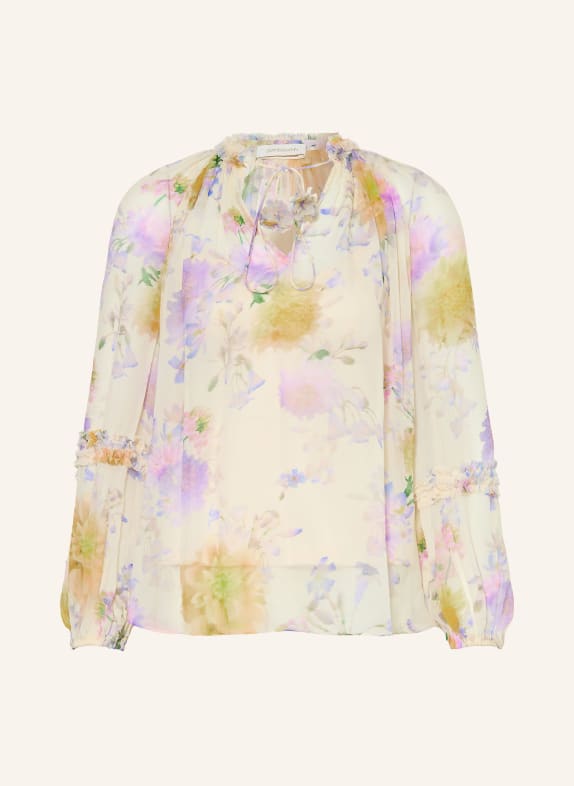 ZIMMERMANN Blusenshirt LUNA mit Rüschen CREME / LILA / DUNKELORANGE
