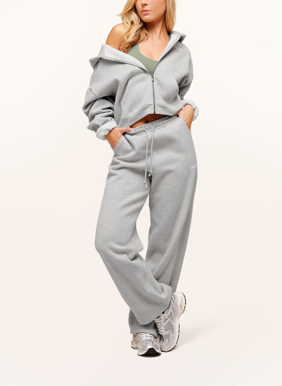 GYMSHARK Oversized-Sweatjacke COSY LUXE GRAU / WEISS