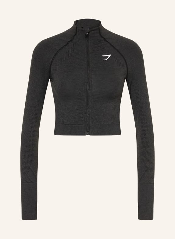 GYMSHARK Cropped-Trainingsjacke VITAL SEAMLESS 2.0 SCHWARZ / WEISS