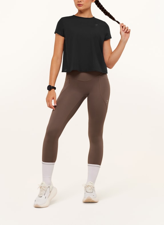 GYMSHARK Laufshirt BETTER LEVEL RUNNING SHORT SLEEVE SCHWARZ / DUNKELGRAU