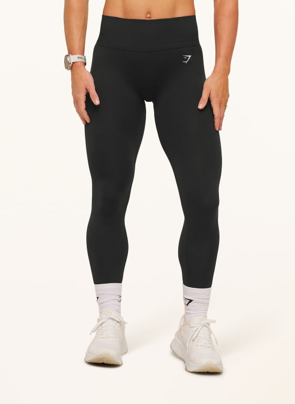 GYMSHARK Tights INTERVAL SEAMLESS SCHWARZ