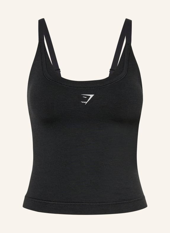 GYMSHARK Tanktop INTERVAL SEAMLESS MIDI SCHWARZ