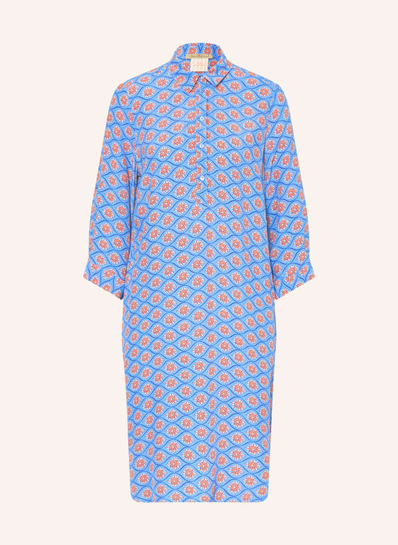 Smith & Soul Shirt-style dress with 3/4 sleeves BLUE / DARK ORANGE