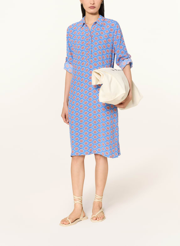 Smith & Soul Shirt-style dress with 3/4 sleeves BLUE / DARK ORANGE