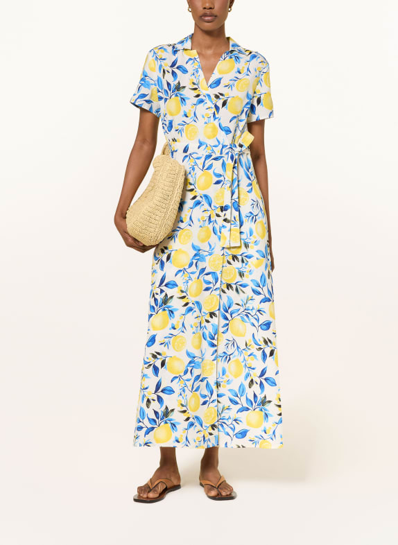 lilienfels Wickelkleid mit Leinen WEISS / GELB / BLAU