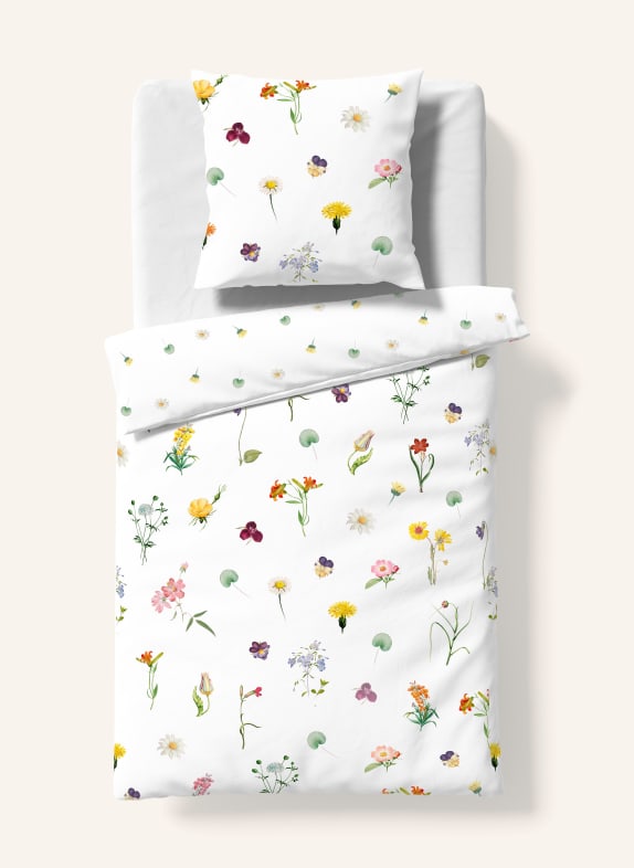 fleuresse Bettwäsche BED ART S zum Wenden CREME / DUNKELROT / DUNKELGRÜN