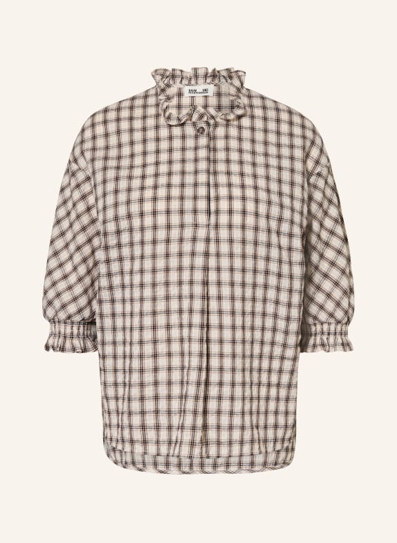 BAUM UND PFERDGARTEN Blusenshirt MARGIT aus Musselin mit 3/4-Arm DUNKELBRAUN / BEIGE / SCHWARZ