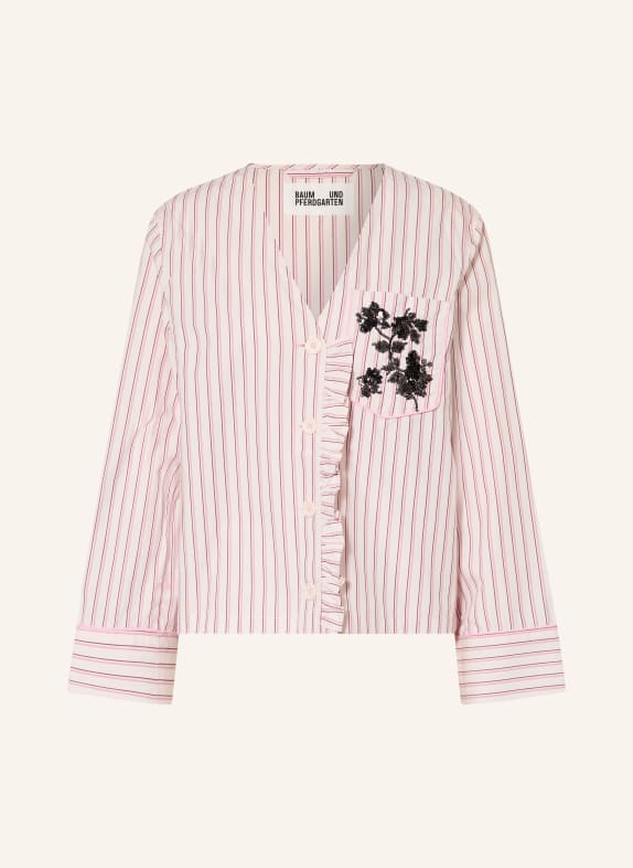 BAUM UND PFERDGARTEN BRIEL Blouse with Sequins and Ruffles PINK / DARK BROWN / ECRU