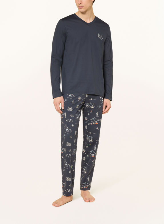 SCHIESSER FAMILY Pajamas DARK BLUE / RED / WHITE