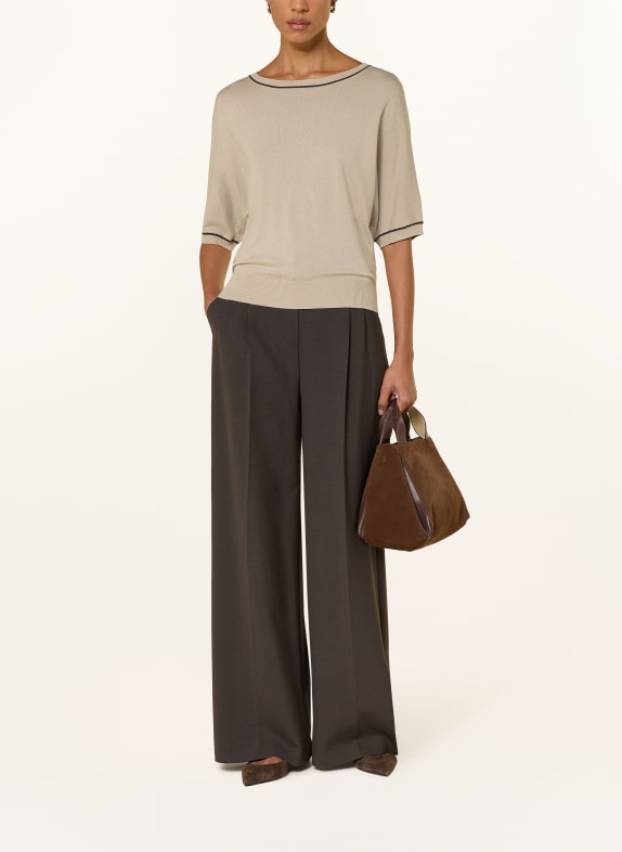 comma Gebreide trui BEIGE / MARRON FONCÉ