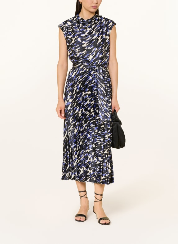 s.Oliver BLACK LABEL Kleid mit Plissees SCHWARZ / BLAU / WEISS