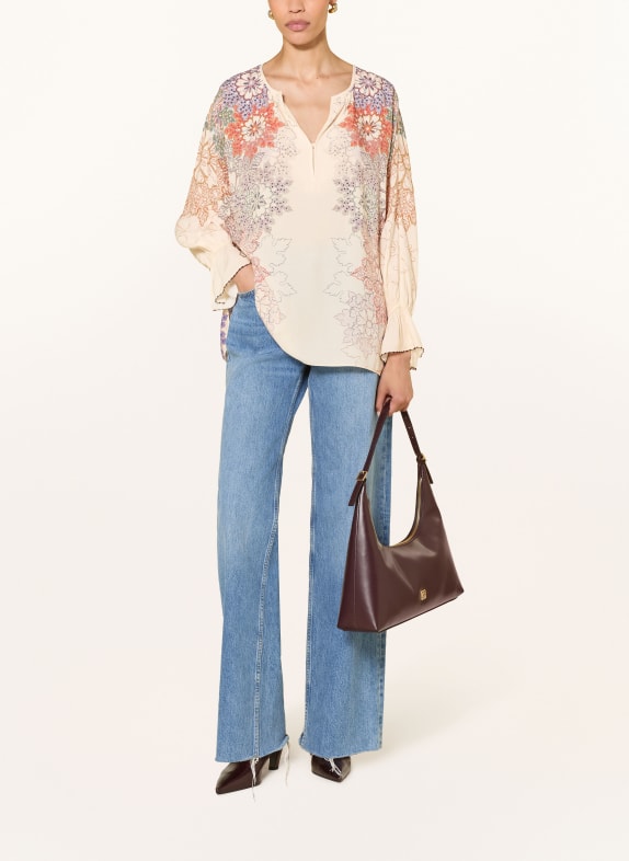 IVI collection Blouse CRÈME / PAARS / ORANJE