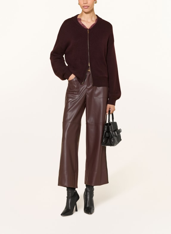IVI collection Pantaloni cu aspect de piele ROȘU ÎNCHIS