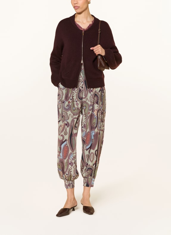IVI collection Broek met zijde LICHTGROEN / BRUIN / LICHTBLAUW