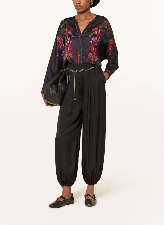 IVI collection Satijnen broek met zijde ZWART