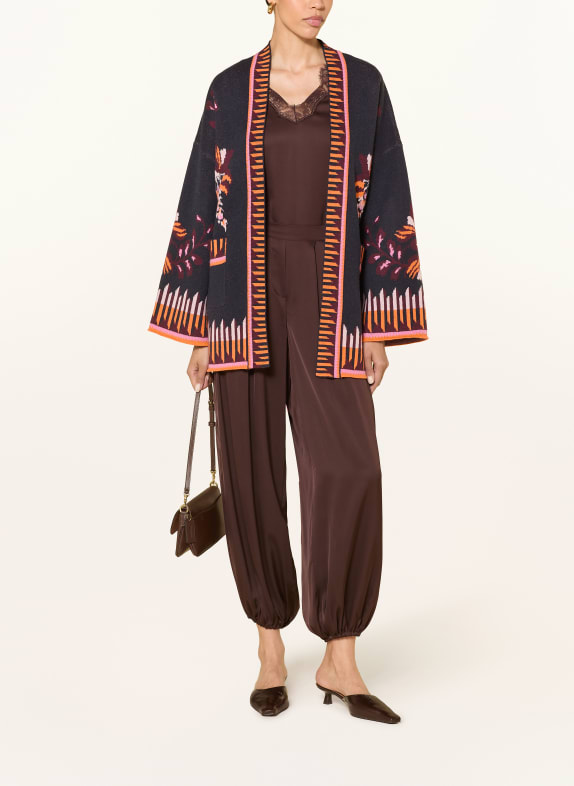 IVI collection Satijnen broek met zijde MARRON FONCÉ