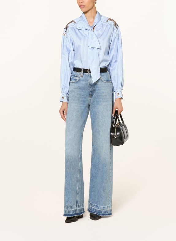 IVI collection Blouse met afneembare strik LICHTBLAUW / WIT / ZWART
