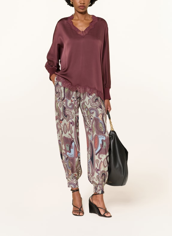 IVI collection Blusenshirt mit Seide DUNKELROT