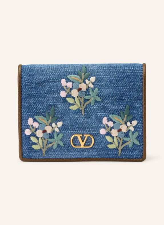 VALENTINO GARAVANI Geldbörse VLOGO SIGNATURE BLAU / DUNKELBRAUN / GRÜN