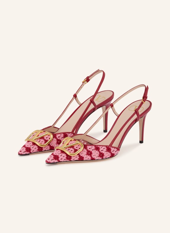 VALENTINO GARAVANI Escarpins à bride VLOGO SIGNATURE ROUGE / OR / ROSE