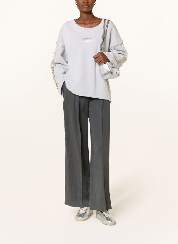 yippie hippie Oversized sweatshirt met pailletten BLAUWGRIJS / ZILVER / NEONORANJE