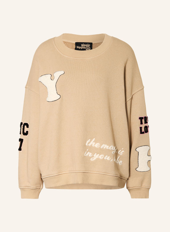 yippie hippie Bluza oversize JASNOBRĄZOWY / ECRU / MOCNORÓŻOWY