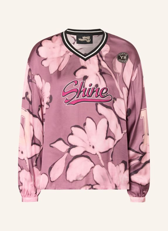 yippie hippie Satijnen blouse DONKERPAARS / ROZE / ZWART