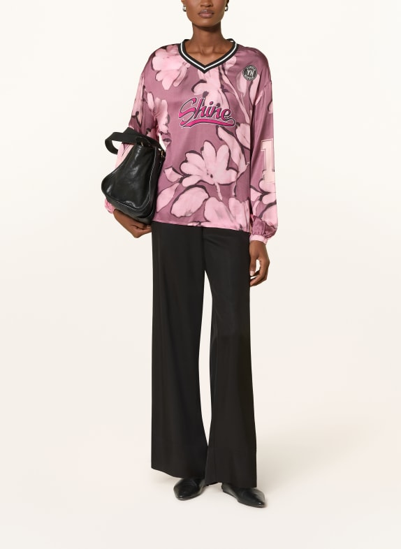 yippie hippie Satijnen blouse DONKERPAARS / ROZE / ZWART