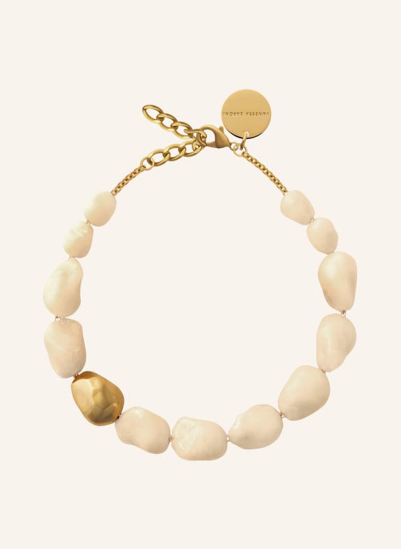VANESSA BARONI Náhrdelník BIG ORGANIC PEARL KRÉMOVÁ / ZLATÁ