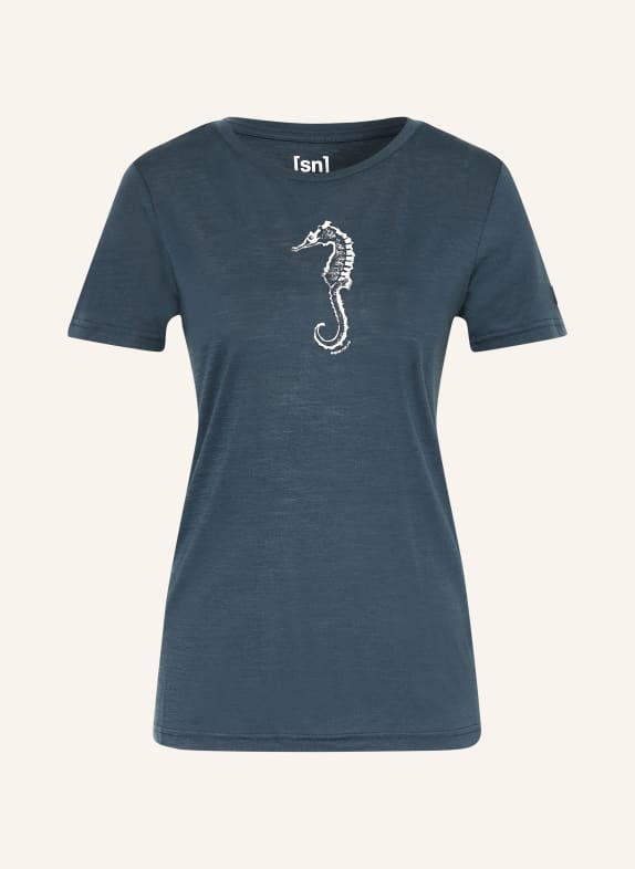 super.natural Funktionsshirt SEA HORSE mit Merinowolle DUNKELBLAU / WEISS