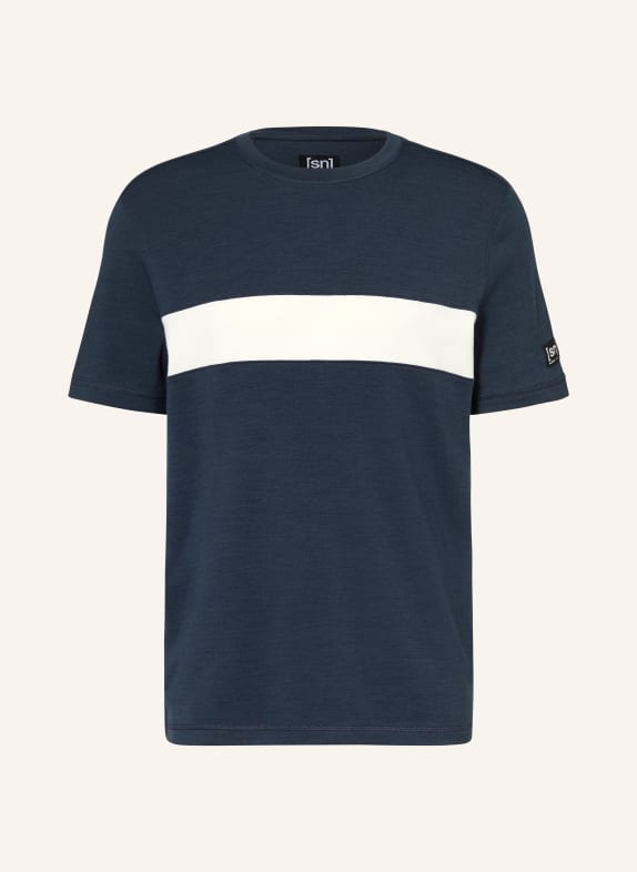 super.natural MONTANA BRUSH Performance Shirt with Merino Wool DARK BLUE / WHITE