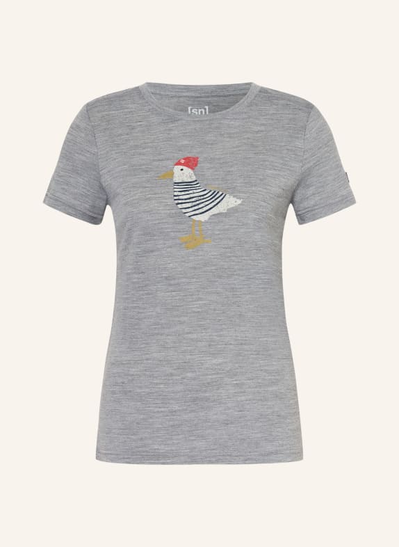 super.natural Funktionsshirt JONNY mit Merinowolle GRAU / ROT / WEISS