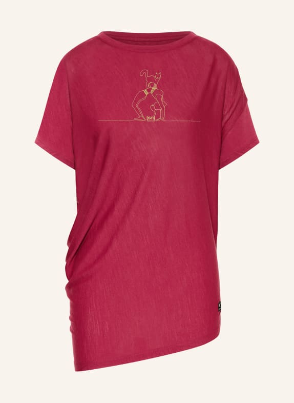 super.natural Funktionsshirt CAT YOGA DUNKELROT / BEIGE