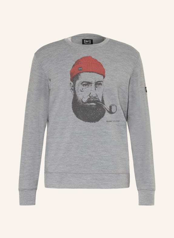 super.natural Bluza SAILOR z wełną merynosową SZARY / CZERWONY / CZARNY