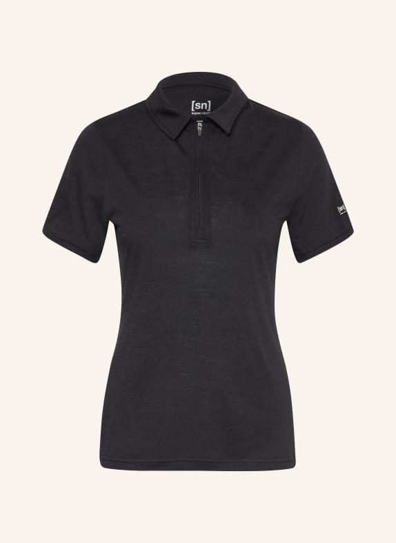 super.natural Funktions-Poloshirt mit Merinowolle SCHWARZ