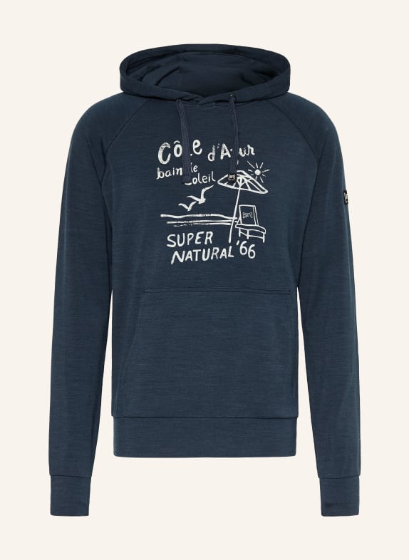 super.natural Hoodie COTE D'AZUR mit Merinowolle DUNKELBLAU / WEISS