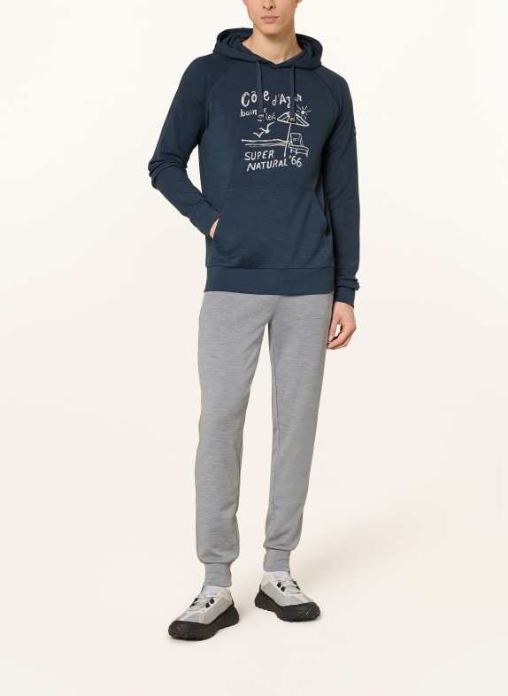 super.natural Hoodie COTE D'AZUR met merinowol DONKERBLAUW / WIT