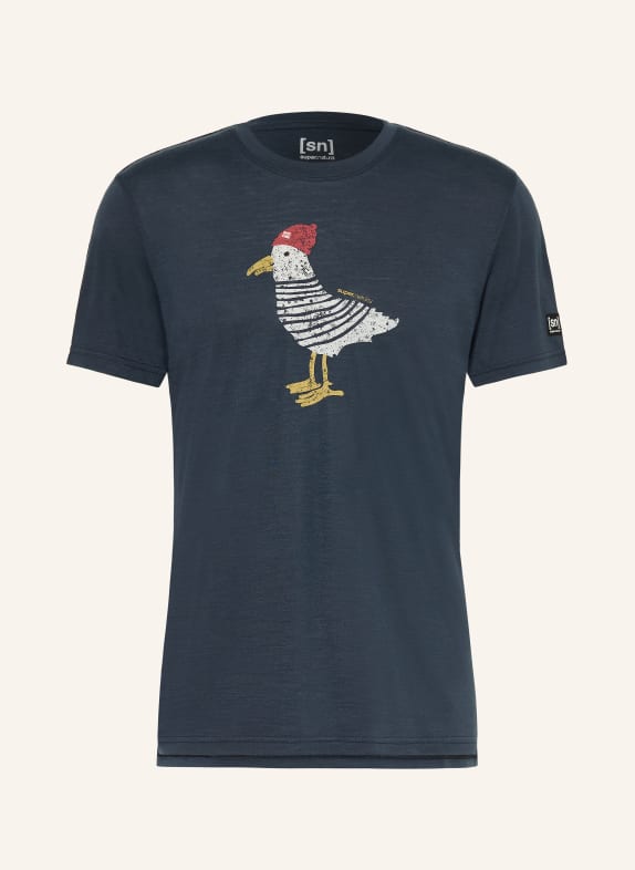 super.natural Funktionsshirt JOHNNY mit Merinowolle DUNKELBLAU / ROT / WEISS