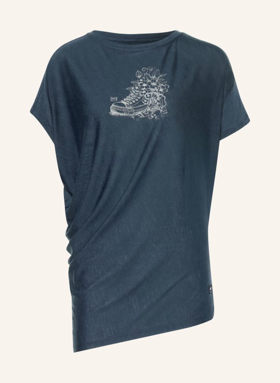 super.natural Funktionsshirt FLOWER SNEAKERS mit Merinowolle DUNKELBLAU