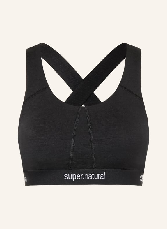 super.natural FEEL GOOD Sports Bra with Mesh and Merino Wool BLACK