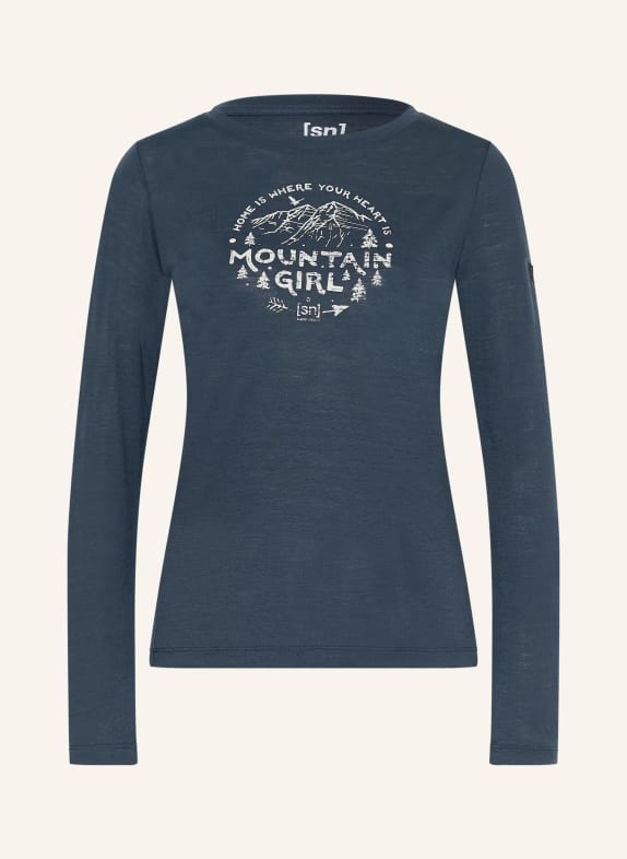 super.natural Funktionsshirt MOUNTAIN GIRL mit Merinowolle DUNKELBLAU / WEISS