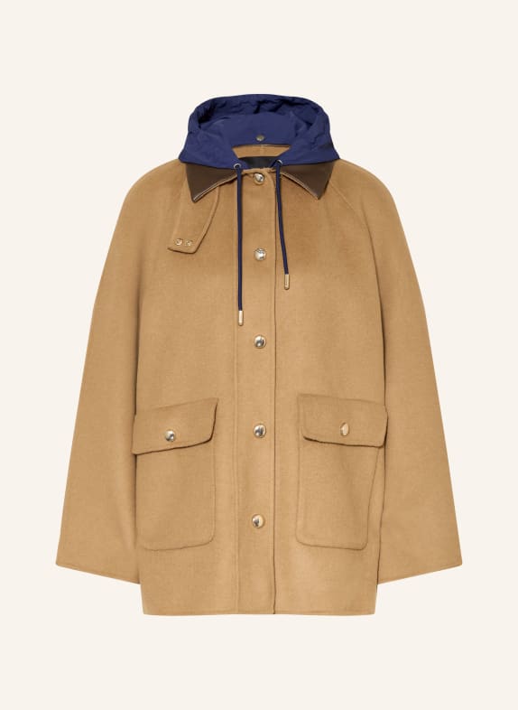maje Jacke mit abnehmbarer Kapuze BEIGE / DUNKELBRAUN / DUNKELBLAU