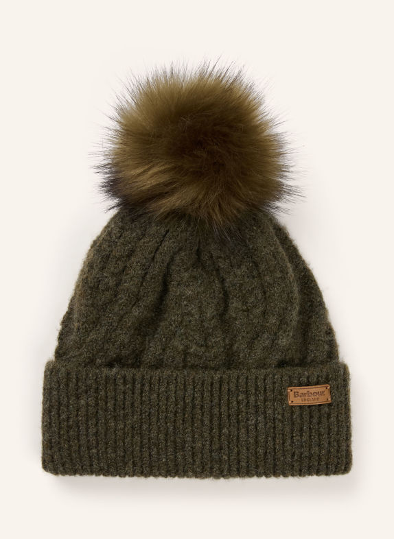 Barbour Mütze ELSDON mit Kunstfell OLIV