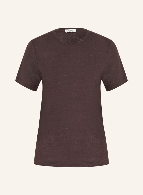 COS Linen T-shirt DARK BROWN