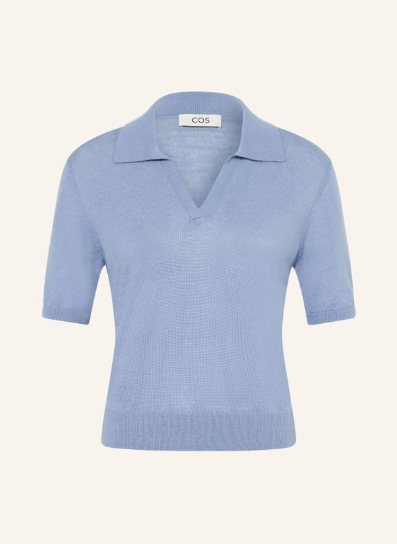 COS Polo en maille avec lin BLEU CLAIR